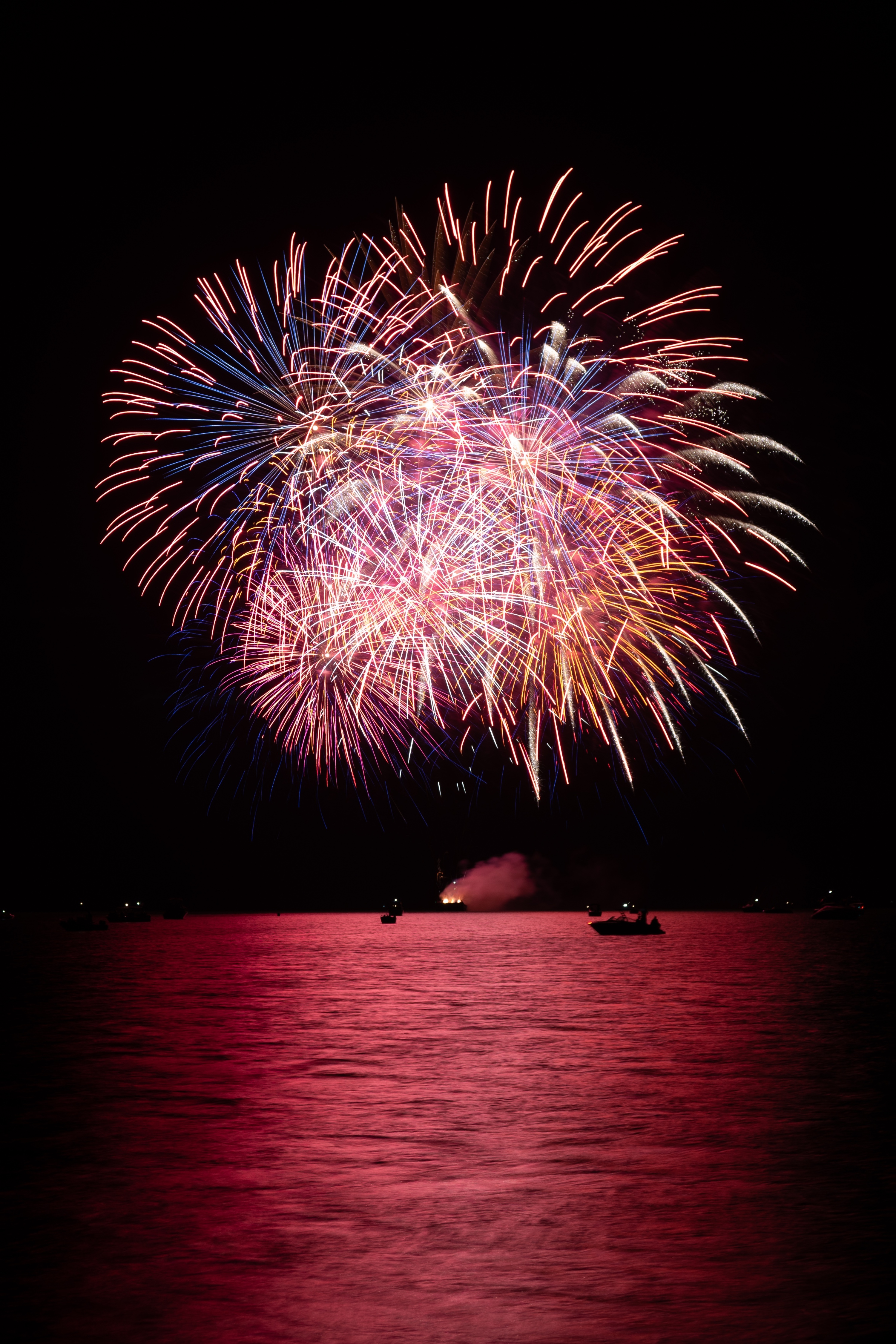 Photo of fireworks over a lake