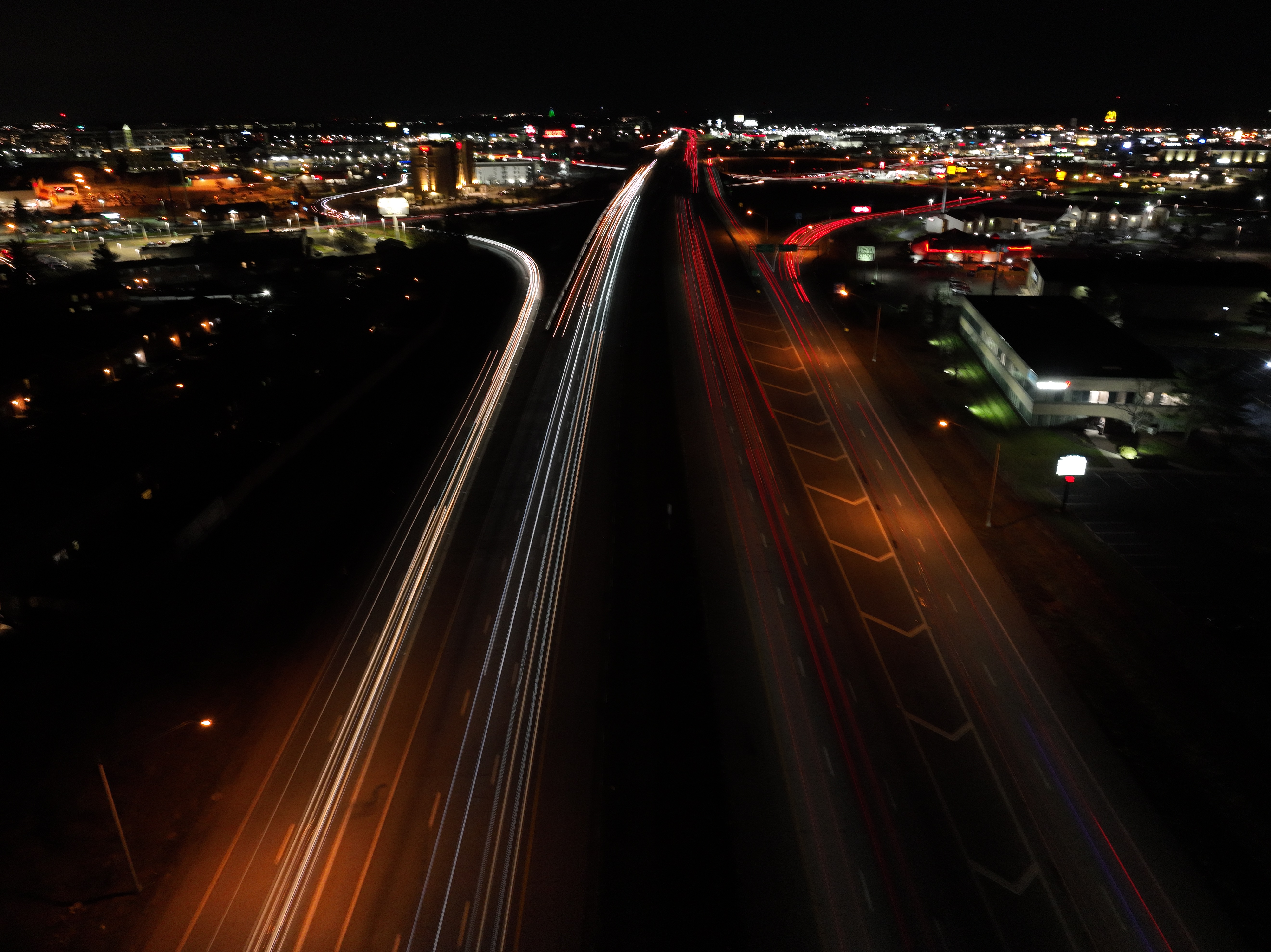 Photo of light trails on a highway